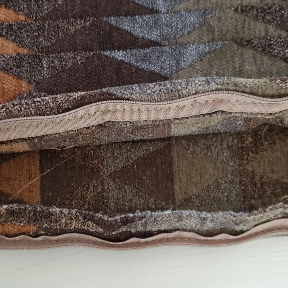 SET OF 3 CHENILLE GEOMETRIC PILLOW COVERS ZIPPER BROWN TAUPE ORANGE GOLD 20